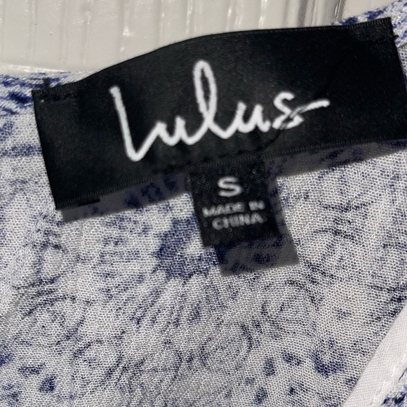 LULUS Blue White Printed Tie Front Maxi Romper Dress Small - Picture 10 of 12